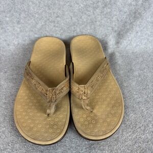 Vionic Tide II Tan Gold Cork Thong Flip Flops Size 10 Beach Ortho Comfort Sandal